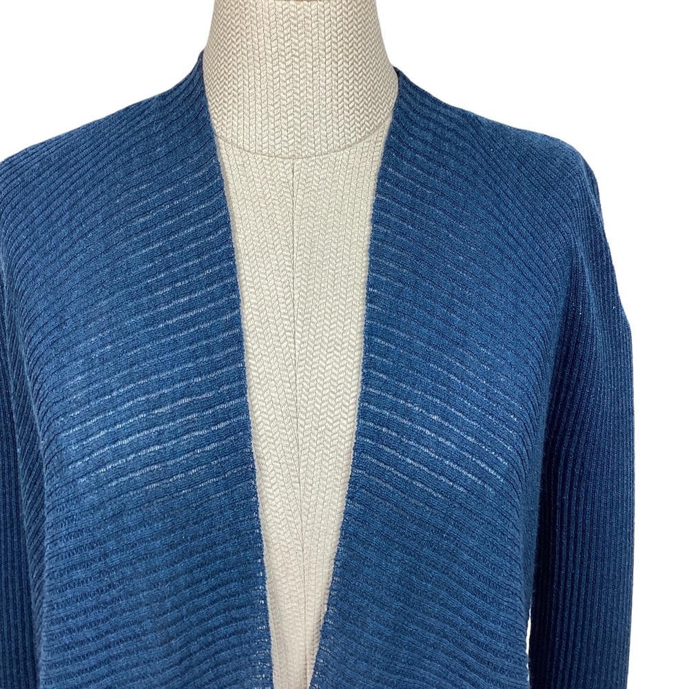 Eileen Fisher Wool Open Cardigan Blue - Picture 4 of 10
